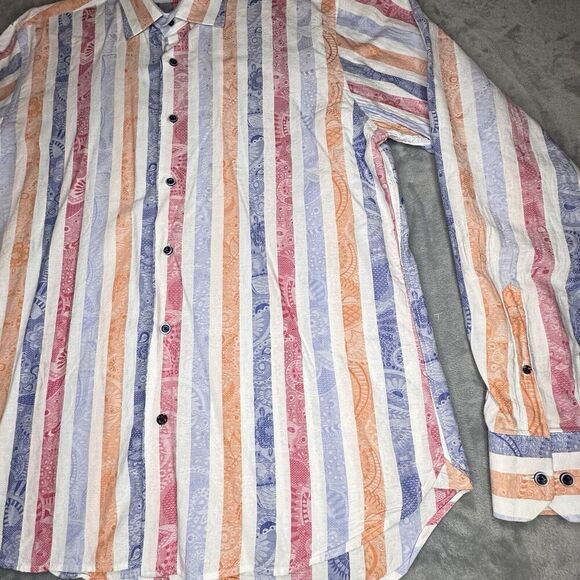 Luchiano Visconti Sz XL Men's Multi-Color Abstract Cotton Long Sleeve Shirt NICE - Picture 3 of 16